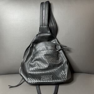 Darcy Marks London Vegan Black Leather Sling Backpack Convertible Punk Goth